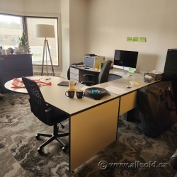 Grey U/C Suite Office Desk w/ Storage & P-Shape Runoff 96x108